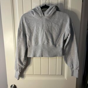 Aerie Light Gray Women's Cropped Hoodie Sweater
